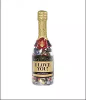 Champagnefles - I love you - Gevuld met verpakte toffees - In cadeauverpakking