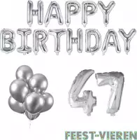 47 jaar Verjaardag Versiering Ballon Pakket Zilver