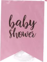 Vlaggenlijn baby shower roze ca 4 meter 24 cm hoog 17 cm lang - baby shower