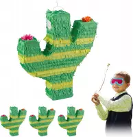 Relaxdays 4 x pinata cactus - piñata - verjaardag - zelf vullen - groen - kinderen