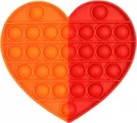 Pop it van By Qubix Pop it fidget toy - Hartje - Splitkleur Oranje, Rood - fidget toy van hoge kwaliteit!