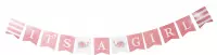 Geboorte Versiering Meisje en Babyshower Slinger roze Baby Shower Decoratie - Hoera een meisje