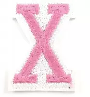 Alfabet Strijk Letter Embleem Patches Roze Wit Letter X / 3.5 cm / 4.5 cm