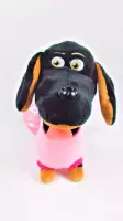 Knuffel Hond Pluche 50 cm lang met Roze jurk