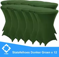Statafelrok Luxe Donker Groen x 12 - Statafel Tafelrok - Statafelhoes - Stretch –  ∅80 x 110 cm – geschikt voor Horeca Evenementen | Sta Tafel Hoes | Statafel | Staantafelhoes | Cocktailparty