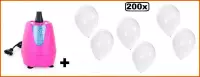 Ballonpomp electrisch roze + 200 ballonnen wit