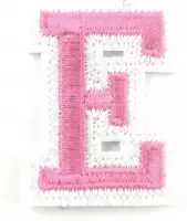 Alfabet Strijk Letter Embleem Patches Roze Wit Letter E / 3.5 cm / 4.5 cm