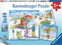 Ravensburger puzzel Op de skipiste - Drie puzzels - 49 stukjes - kinderpuzzel
