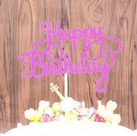 Happy Birthday Taart Topper - Lazy font Roze - Taart topper - Cake topper - Happy birthday - Verjaardagstaart topper - Verjaardag