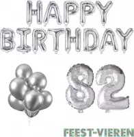 82 jaar Verjaardag Versiering Ballon Pakket Zilver