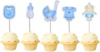 Baby boy topper - 10 stuks cupcake toppers - Geboorte topper - Taart topper - Cake - Taart - babyshower topper - Het is een jongen - Prikker - 10 cm