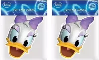 2x Katrien Duck maskers van karton - Disney thema verkleed maskers voor kinderen en volwassenen
