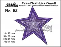 Crea-Nest-Lies Small - Nr.23 - Asymmetrische Ster - Dubbele Stippenlijn - 70x71mm - 4 stuks