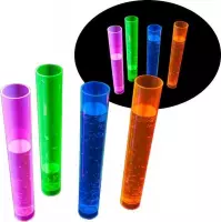 Neon Shotglas reageerbuis - 20 stuks | Herbruikbare tube plastiek 45 ml | 4 kleuren