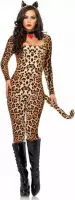 Luipaard catsuit / kostuum met oortjes voor dames XS