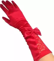 Rode Satijnen Gala Handschoenen - Yasmina Red