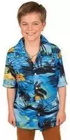Hawaii blouse/overhemd blauw voor jongens 128 (8 jaar)