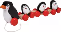 Trekfiguur / trekdier hout - Familie pinguïn - Houten speelgoed vanaf 1 jaar