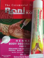 2x Henna tattoo inkt pasta cone tube 30gr tijdelijke neptatoo voor creativiteit-bodyart-festival diwali extra donker Rani kone