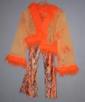 verkleedkleding 1089, oranje slangenbroek met jasje, kinderen, maat 152