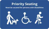 Priority seating sticker met tekst 200 x 125 mm