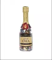Champagnefles - 's-werelds liefste Oma- Gevuld met verpakte Italiaanse bonbons - In cadeauverpakking met gekleurd lint