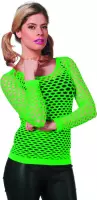 Wilbers - Jaren 80 & 90 Kostuum - Spannend Netshirt Lange Mouw Groen Vrouw - groen - Small / Medium - Carnavalskleding - Verkleedkleding