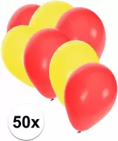 50x ballonnen geel en rood - knoopballonnen