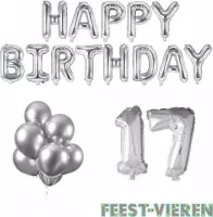 17 jaar Verjaardag Versiering Ballon Pakket Zilver