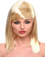 Partychimp Blonde half lange pruik voor dames - Verkleedpruik