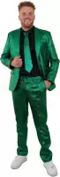 Landen Thema Kostuum | Glamour Green Metallic 3delig | Man | Maat 52 | Kerst | Verkleedkleding