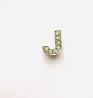 Metalen letter met zirkonia steentjes - Letter J - Personaliseer zelf