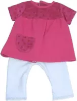 Amleg Poppen Tuniek Met Legging 38-41 Cm Roze/wit