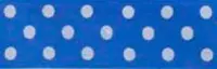 SR1204/7-350 Satin white Polka Dots 7mm 25mtr royal blue