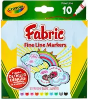 Crayola - Fine Line Textielmarkers - 10 stuks
