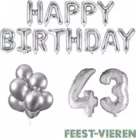 43 jaar Verjaardag Versiering Ballon Pakket Zilver