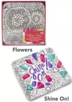 2 set of DCI Color Joy Coloring Trinket Tray “Shine On” & “Flowers” Coloring Fun Ceramic Craft 14x14cm