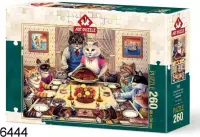 Art puzzel, legpuzzel, feline family feast, 260 stukjes