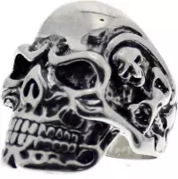 Attitude Holland Ring Skeleton Engraved Chunky Skull Zilverkleurig