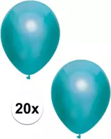 20x Petrolblauwe metallic ballonnen 30 cm - Feestversiering/decoratie ballonnen petrol blauw