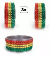 3x Strassband zelfklevend rood/geel/groen 3 meter