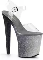 Pleaser Sandaal met enkelband, Paaldans schoenen -38 Shoes- XTREME-808OMBRE Paaldans schoenen Zwart/Zilverkleurig