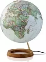 National Geographic globe Neon executive - Wereldbol met lichte eikenhouten voet - ø 30 cm - Nederlandstalig - Met Verlichting