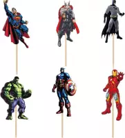 Cupcake Toppers Superhelden Avengers | Taartversiering | Cocktailprikkers | 24 Stuks