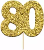 Witbaard Caketopper '80' Glitter 4 Cm Karton Goud 12 Stuks