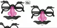 6x Vermombril roze neus kids - carnaval thema feest grappig feestneus verkleed bril feestbril festival optocht