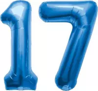 Folieballon Cijfer 17 Blauw 86 cm