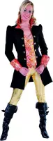 Magic By Freddy's - Middeleeuwen & Renaissance Kostuum - Zwarte Markiezin Madame Cheval Mantel En Vest Vrouw - rood,zwart - Medium - Carnavalskleding - Verkleedkleding