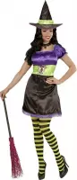 Widmann - Heks & Spider Lady & Voodoo & Duistere Religie Kostuum - Funky Heks - Vrouw - groen,paars - Small - Halloween - Verkleedkleding