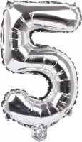 Folieballon / Cijferballon Zilver XL - getal 5 - 82cm